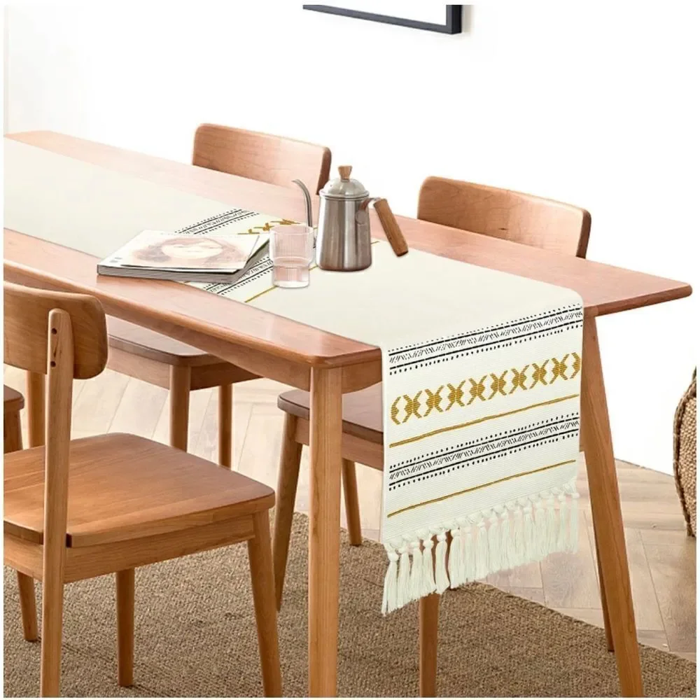 Cotton Woven Table Runner for Wedding Bridal Shower Party Dining